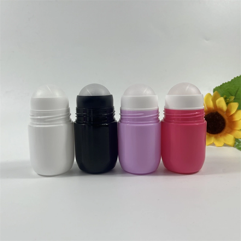 Wholesale Colorful 60ml Roll on Bottle Personal Care Empty Plastic Sunscreen Cream Bottle 50ml Deodorant Roller Containers with PP Ball