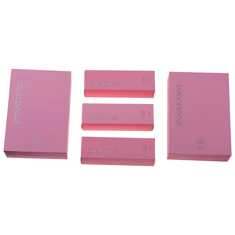 Firstsail Luxury Pink Skin Care Toner Makeup Paper Lid and Base Box Container Cosmetic Set Gift Packaging