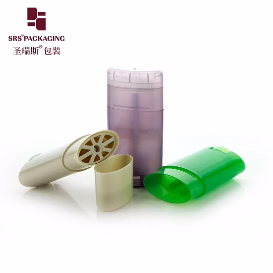 Contenitore per deodorante stick in plastica ovale vuoto personalizzato di alta qualità 15g 40g 50g 75g